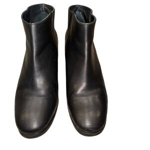 Rachel Comey Black Leather Block Pull On Heel Ankle Boots Women's Size 6